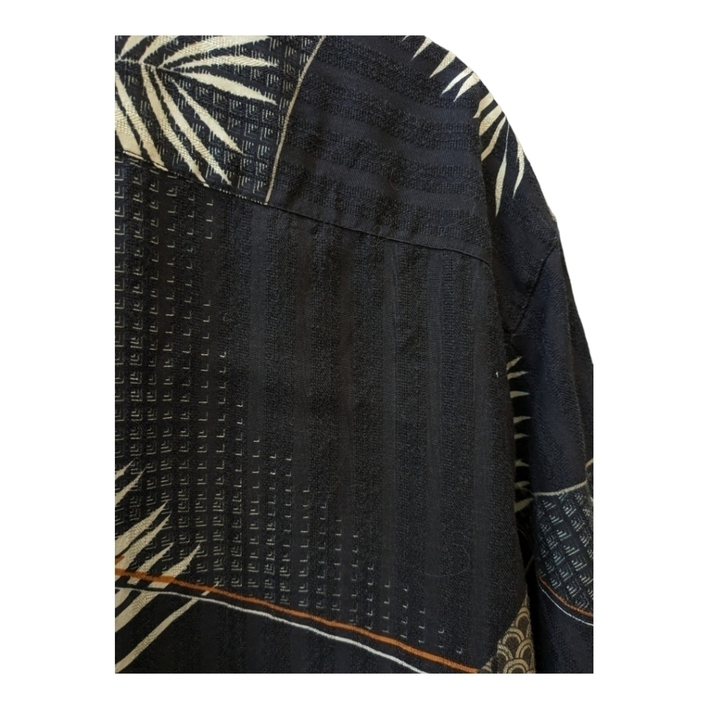 Tommy Bahama Relax 100% silk button down men's shirt tropical palm leaves black - Picture 3 of 4